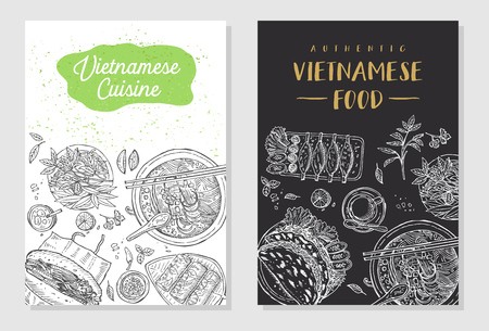 450x305 Vietnamese Food Flyer Design Vector Illustration Royalty Free