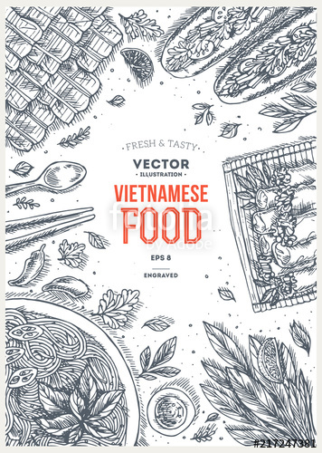 356x500 Vietnamese Food Linear Graphic Top Stock Image And Royalty Free