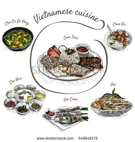 450x470 Vietnamese Menu Colorful Illustration Vector Illustration