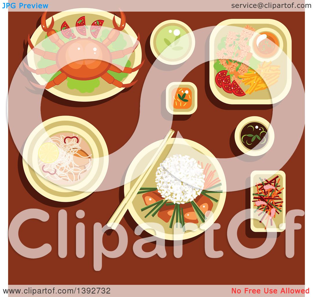 1080x1024 Clipart Of A Table Set With Vietnamese Food On Brown
