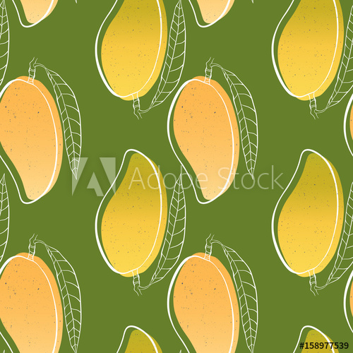 Vector Tropical Seamless Pattern With Mango On Green Background 500x500 Vector Tropical Seamless Pattern With Mango On Green Background