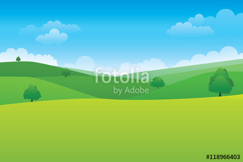 500x334 Green Hill Landscape Vector Illustration Of Panorama View