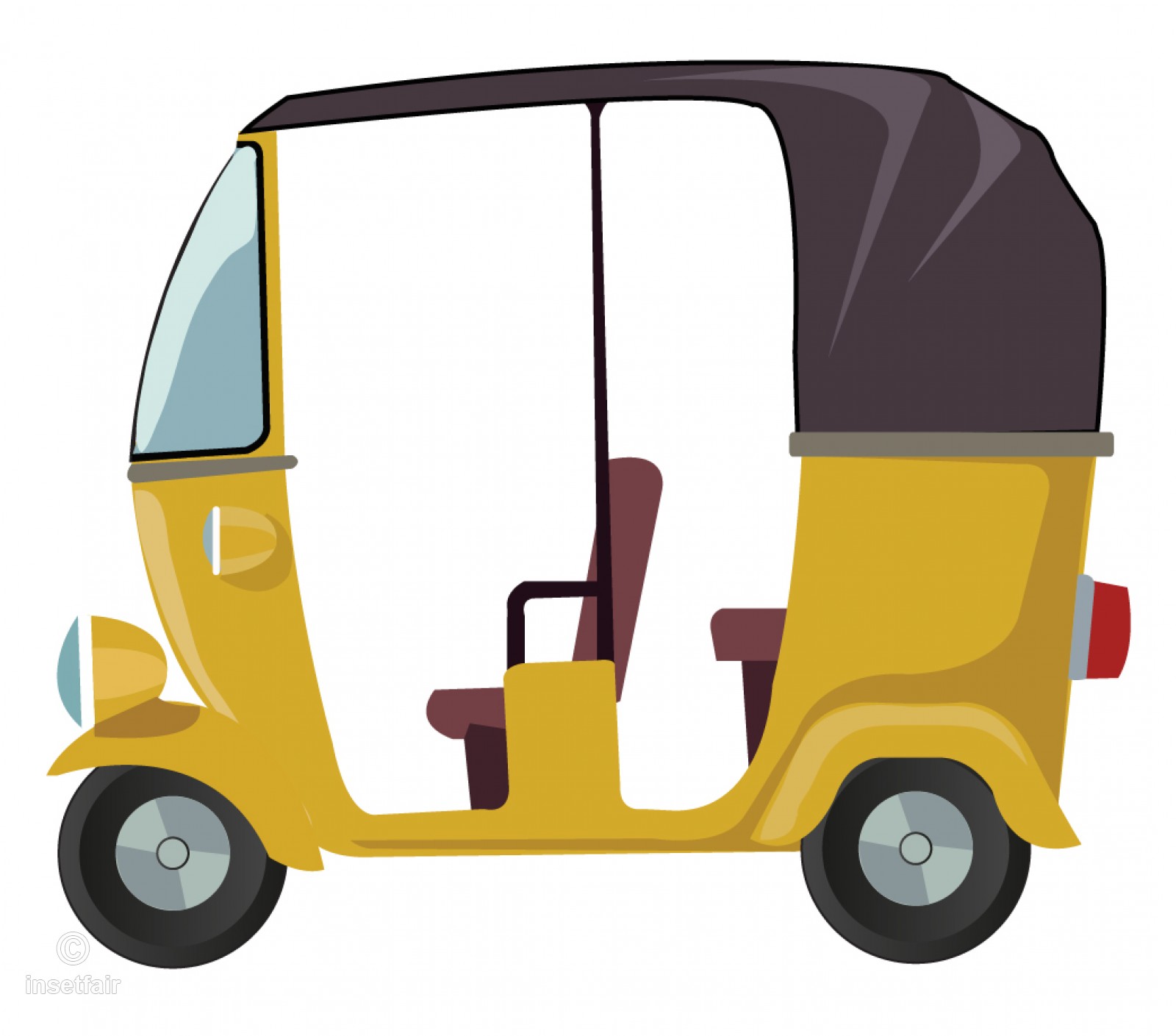 1600x1409 Indian Auto Rickshaw Sidev View Vector Illustration