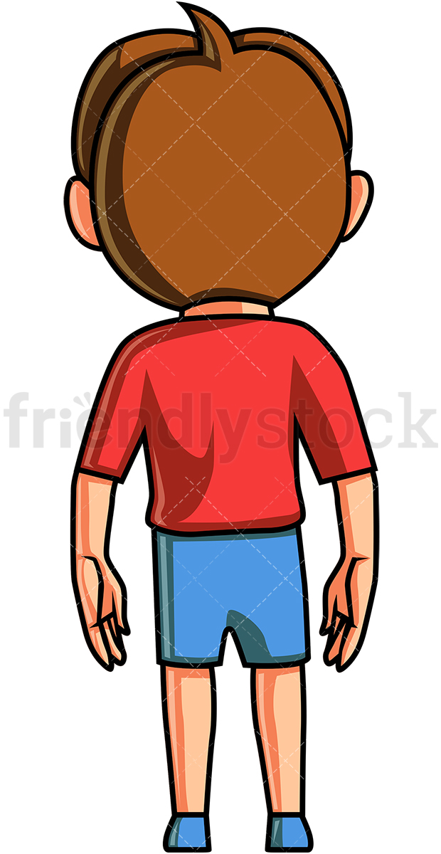 620x1200 Little Boy Back View Cartoon Clipart Vector