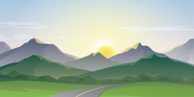 626x313 Morning View On Mountains And Green Hill Landscape Sunrise Among