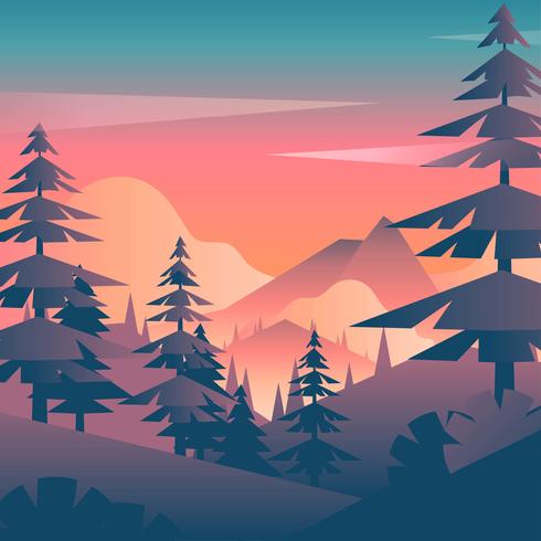 490x490 Mountain Sunset Landscape First Person View Vector
