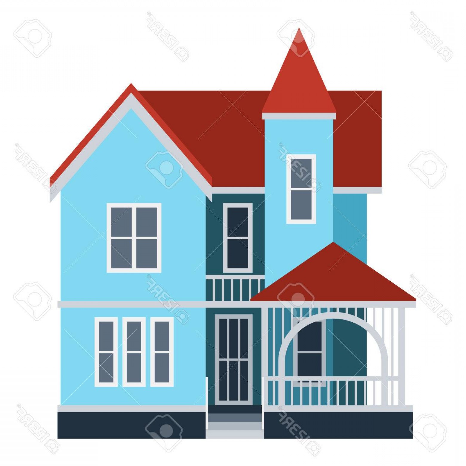 1560x1560 Photostock Vector House Front View Vector Illustration Houses Flat