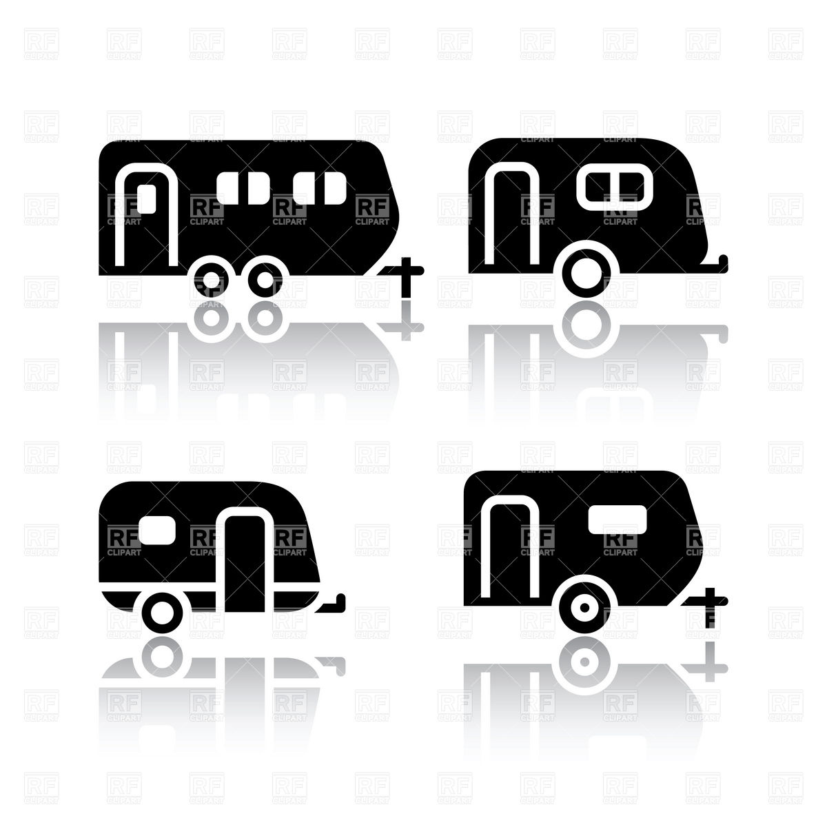 1200x1200 Simple Trailers Icons, Side View Vector Image Of Transportation