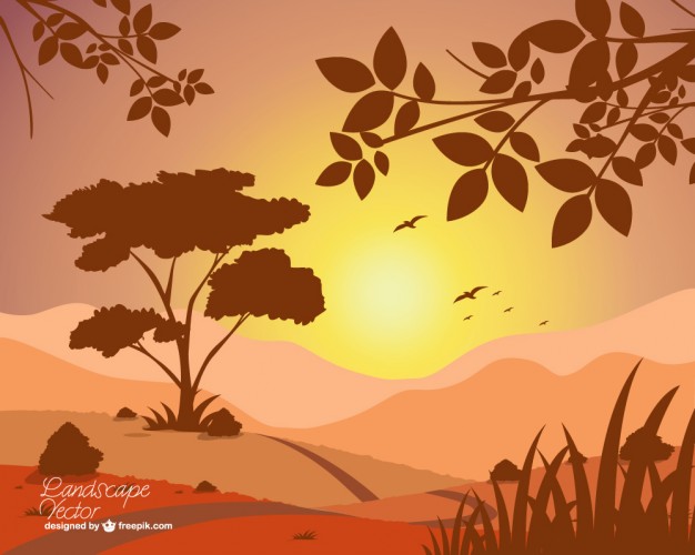 626x500 Sunset Landscape View Free Vector