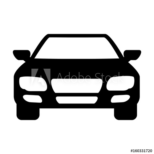 500x500 Silhouette Of Car Icon Over White Background Front View Vector
