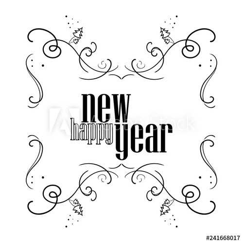 500x500 Happy New Year Vignette Vector Illustration