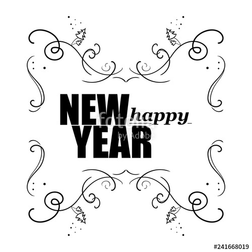 500x500 Happy New Year Vignette Vector Illustration Stock Image
