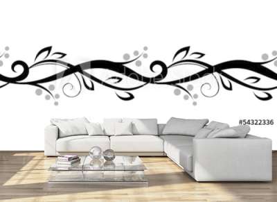 400x291 Horizontal Seamless Floral Vignette Vector Illustration Wind Wall