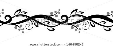 450x189 Horizontal Seamless Floral Vignette Vector Illustration