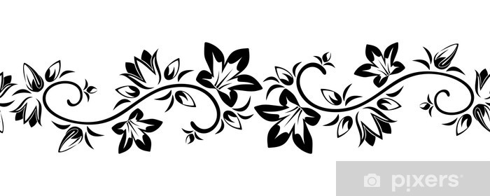 700x280 Horizontal Seamless Vignette With Flowers Vector Illustration
