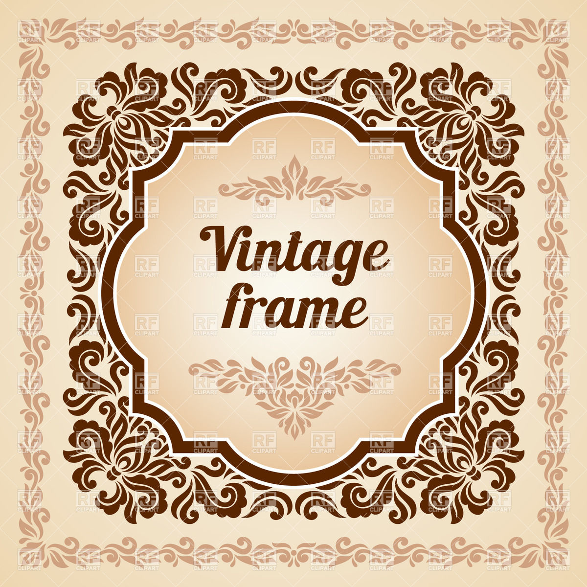 1200x1200 Square Vintage Frame With Ornate Border Covered With Vignette