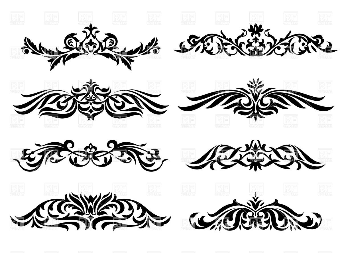 1200x887 Curly Floral Vignettes Vector Image Of Borders And Frames