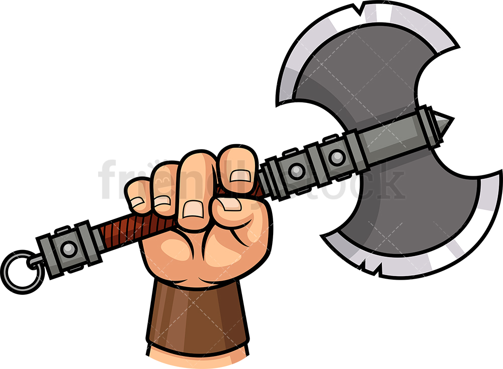 1000x735 Viking Hand Holding War Axe Cartoon Vector Clipart
