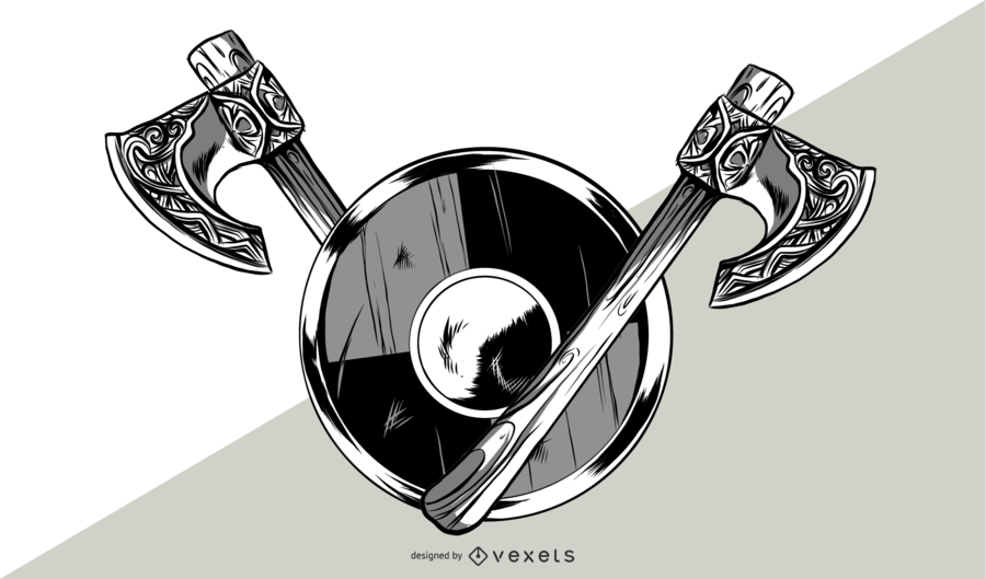 900x529 Vikings Axe And Shield Vector Design