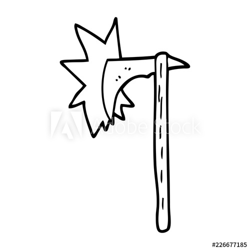500x500 Line Drawing Cartoon Viking Axe