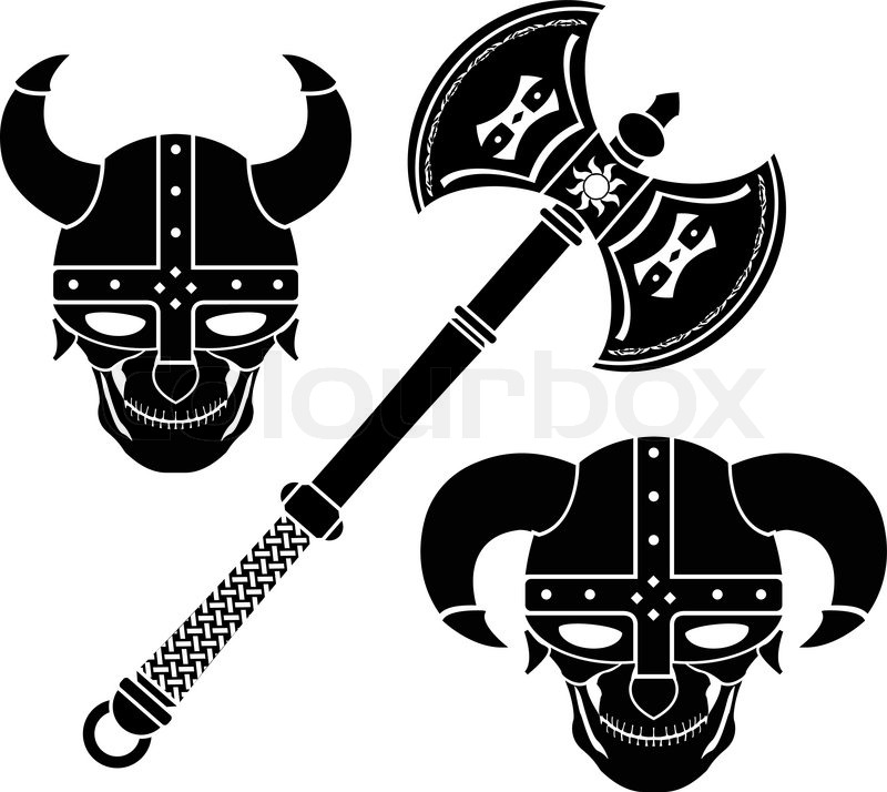 800x714 Fantasy Axe And Helmets Vector Stock Vector Colourbox