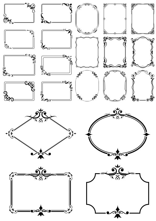 595x842 Decor Border Frames Set Free Vector Download In Cdr