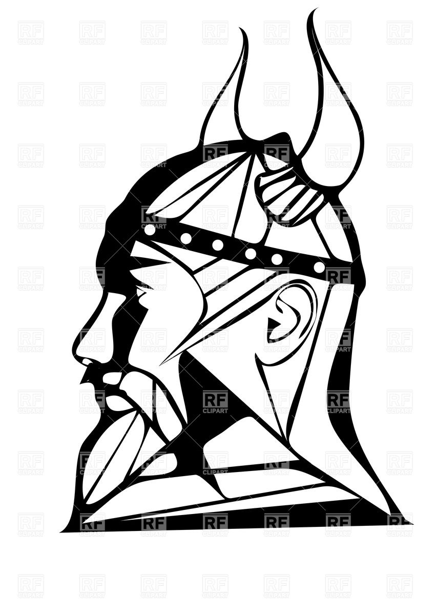 853x1200 Viking's Head Side View Isolated On White Background Vector Image