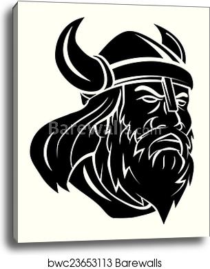 305x390 Viking Head Vector Illustration, Canvas Print Barewalls Posters