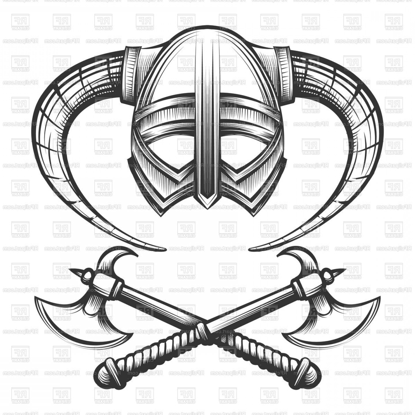 Viking Helmet With Horns And Crossed Viking Axes Drawn 1440x1440 Viking Helmet With Horns And Crossed Viking Axes Drawn
