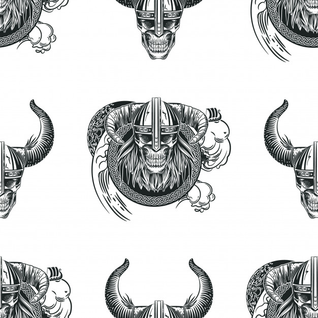 Seamless Pattern With Skulls In Viking Helmets Vector Premium 626x626 Seamless Pattern With Skulls In Viking Helmets Vector Premium