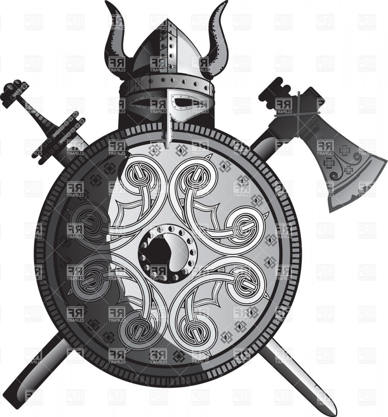 1340x1440 Viking Helmet Sword Axe And Shield Vector Clipart Soidergi