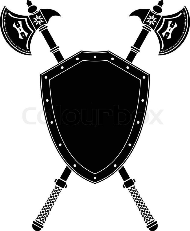 657x800 Long Axes And Shield Stencil Vector Stock Vector Colourbox