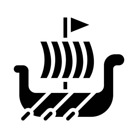 450x450 Viking Ship Vector Illustration, Watercraft Solid Design Icon