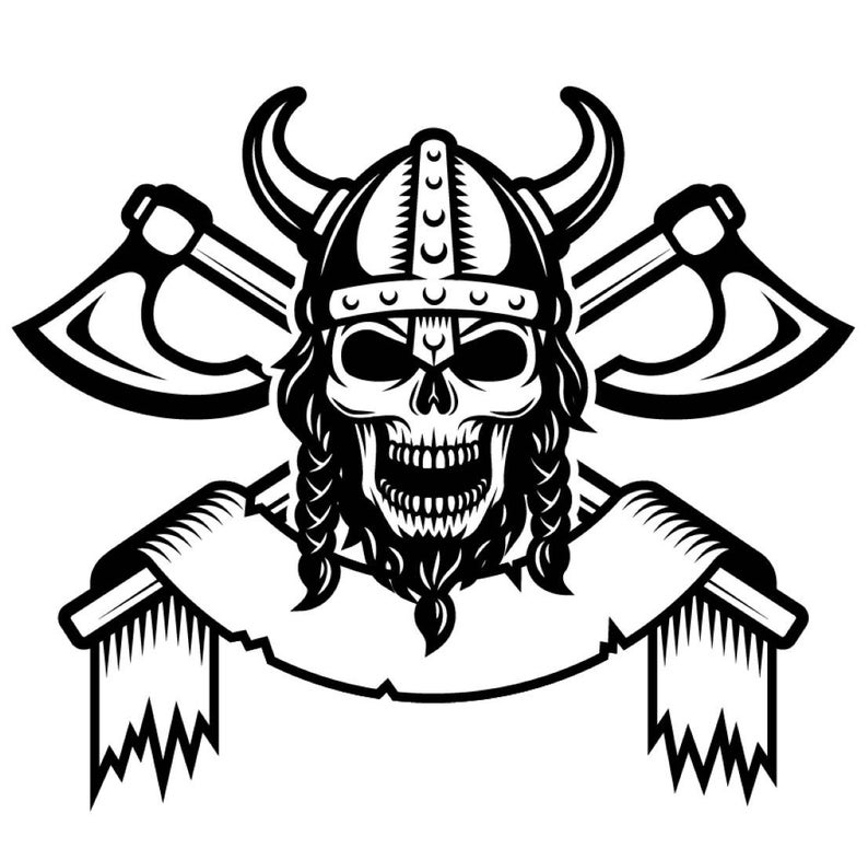 794x775 Viking Logo Skull Helmet Horns Axes Warrior Etsy