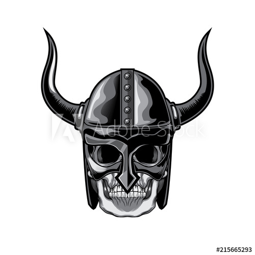 500x500 Viking Skull Helmet Head Vector Illustration