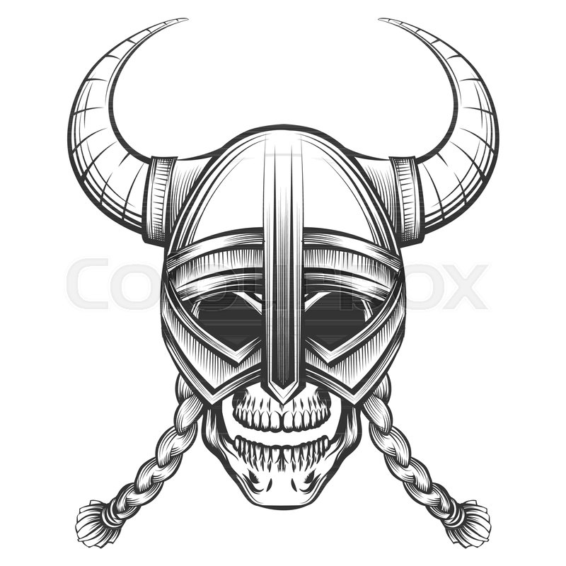 800x800 Human Skull In Viking Helmet Drawn In Stock Vector Colourbox