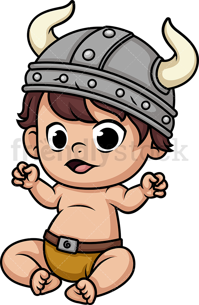 654x1000 Baby Viking Cartoon Vector Clipart