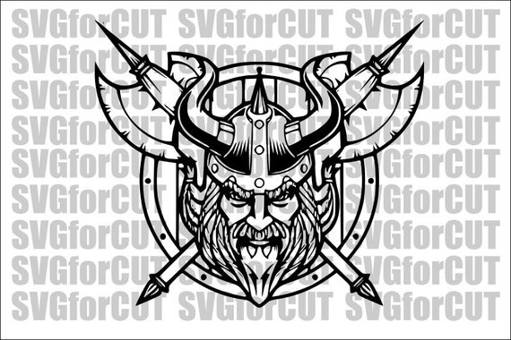 570x380 Viking Vector Logo Silhouette Cute Laser Cutter Dxf Etsy