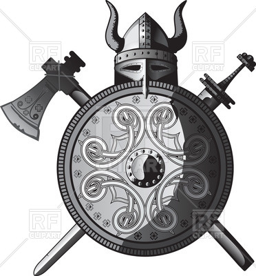 372x400 Viking Helmet, Sword, Axe And Shield Vector Image Of Objects