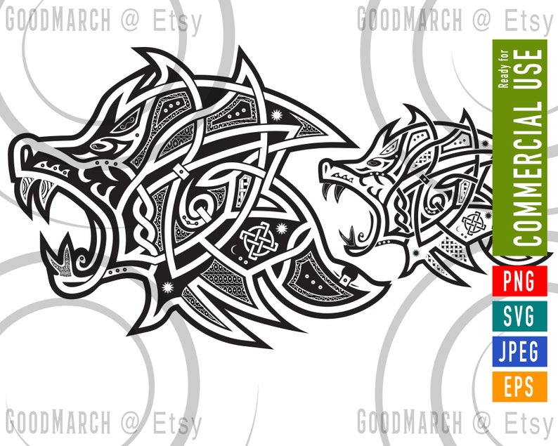 794x635 Fenrir Norse Wolf Viking Logo Vector Etsy