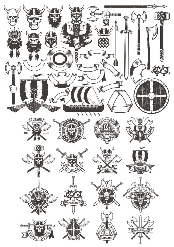 595x842 Viking Elements Vector Art Free Vector Cdr Download