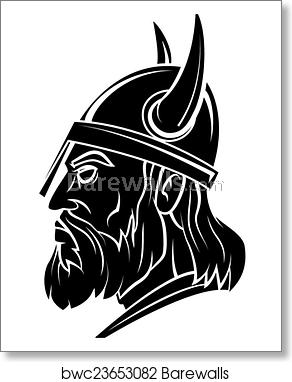 292x382 Viking Head Warrior Vector Art Print Barewalls Posters
