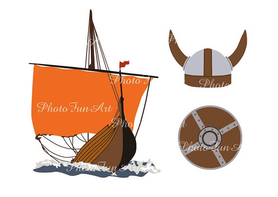 570x403 Viking Ship Clipart Viking Helmet Printable Vector Graphic Etsy