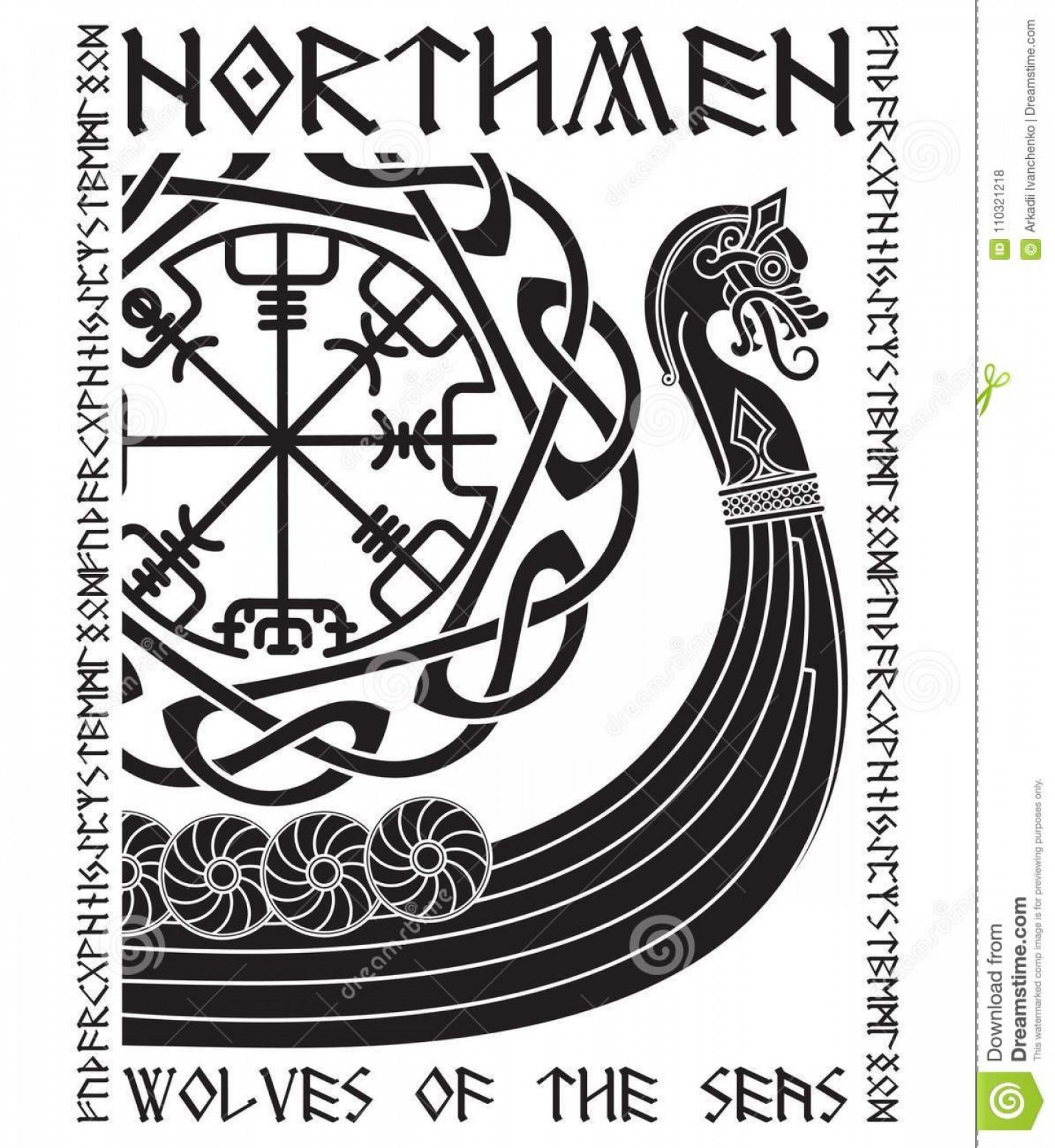 1720x1872 Warship Vikings Drakkar Ancient Scandinavian Pattern Norse Runes