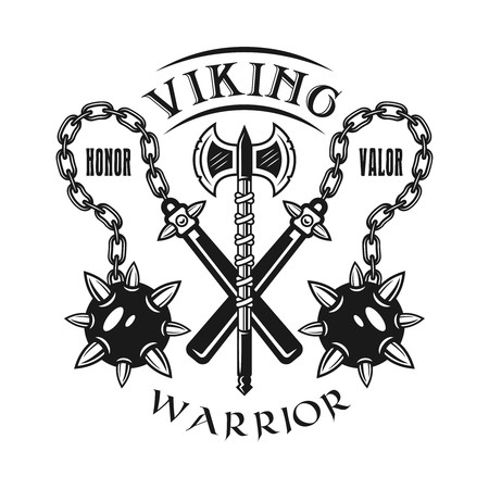 450x450 Viking Vector Emblem, Label, Badge, Logo Or T Shirt Print With Two