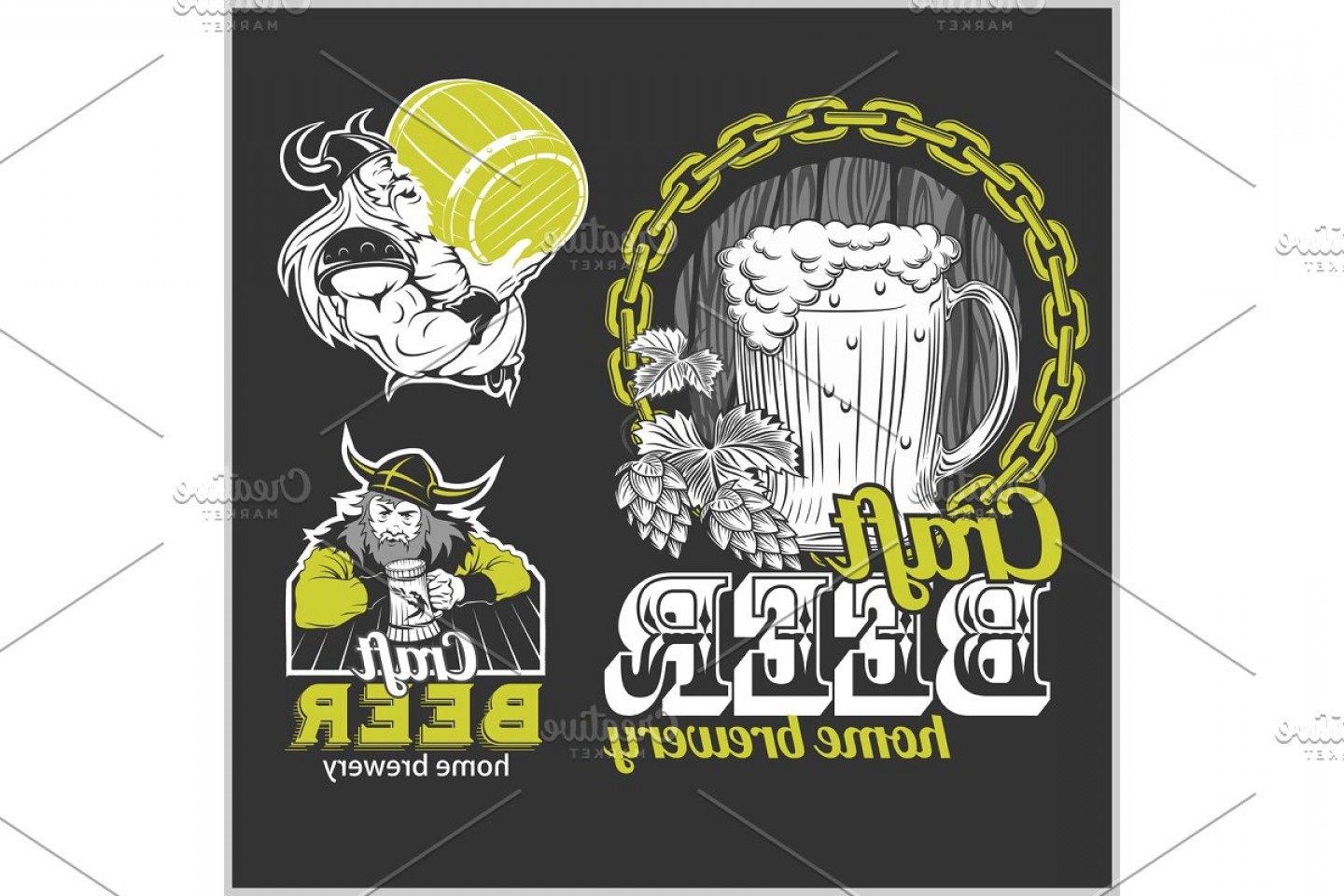 1440x960 Set Craft Beer And Vikings Logo Vector Illustration Soidergi