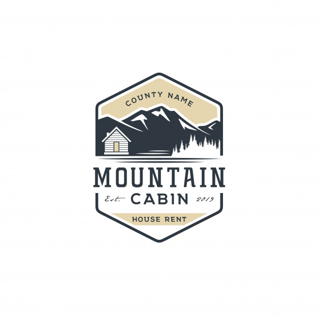 626x626 Mountain View With Cabin For Village House Rent Logo Vector