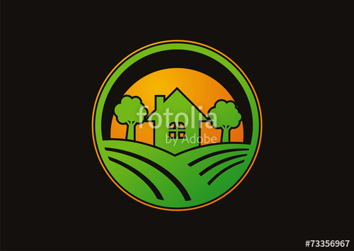 500x354 Circle Landscapes Home In Village Logo Vector Stock Image