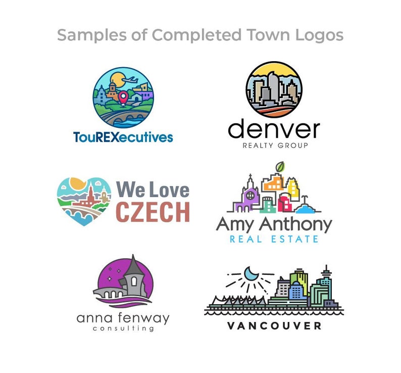 794x738 Customized City Town Village Logo Vector Etsy