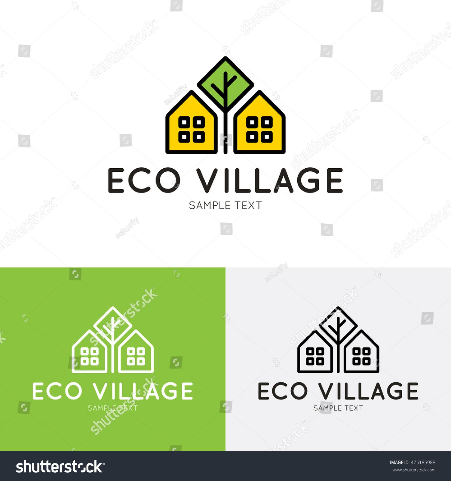 1500x1600 Eco Village Logo Design Template Vector Real Estate Bio House